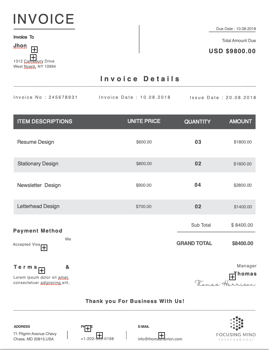 Free Invoice MS Word Template